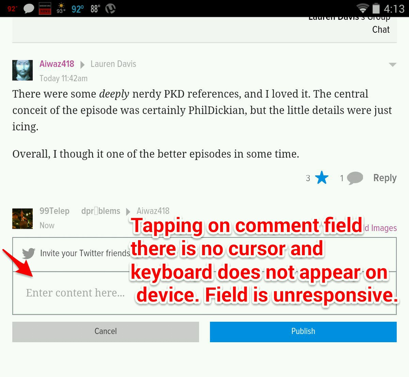 Illustration for article titled The Kinja Mobile Experience Continues to Suck Ass